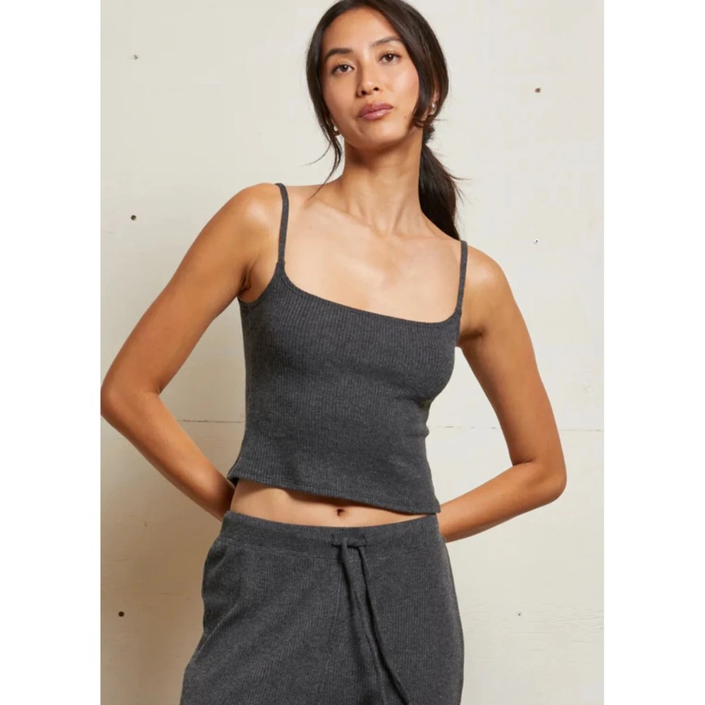 PerfectWhiteTee Sophie Sweater Rib Cami Gray Camisole Tank Top NEW